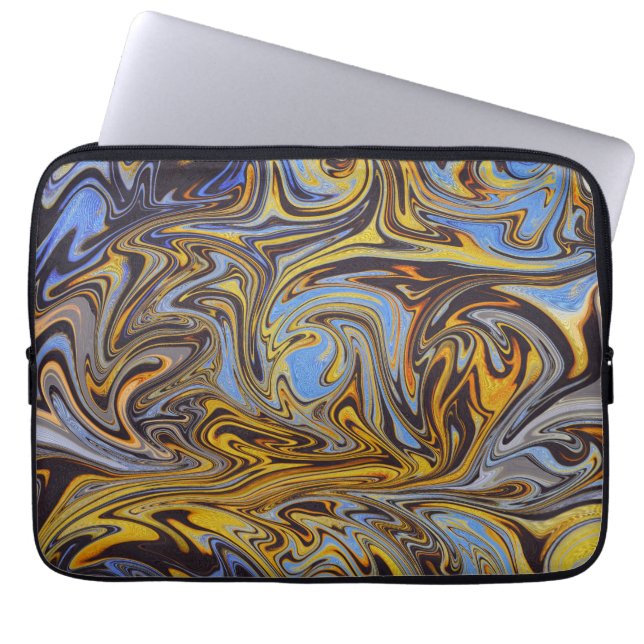 Marble Forms – Blue & Gold Art Mouse Pad Laptop Fodral (Framsidan)