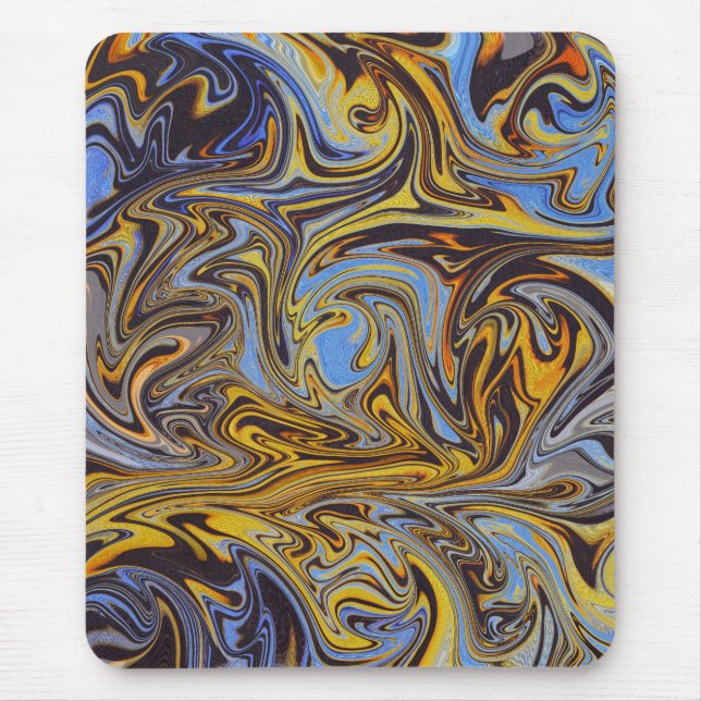Marble Forms – Blue & Gold Art Mouse Pad Musmatta (Framsidan)