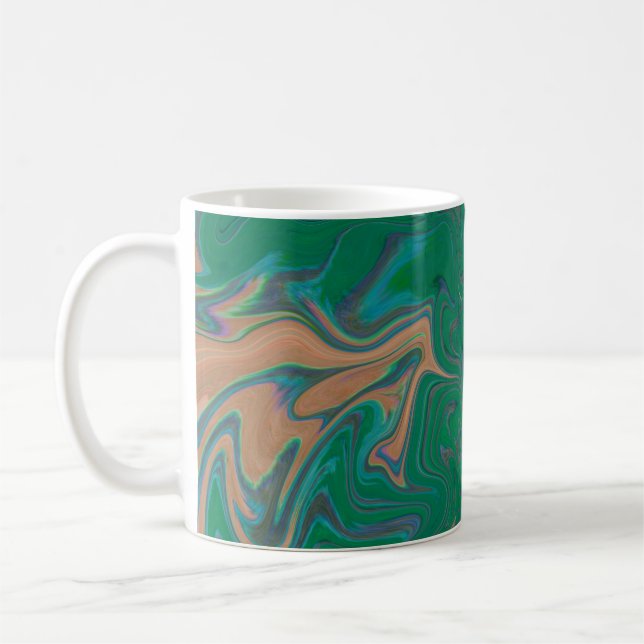 Marble Forms – Green & Gold Natural Flow Kaffemugg (Vänster)