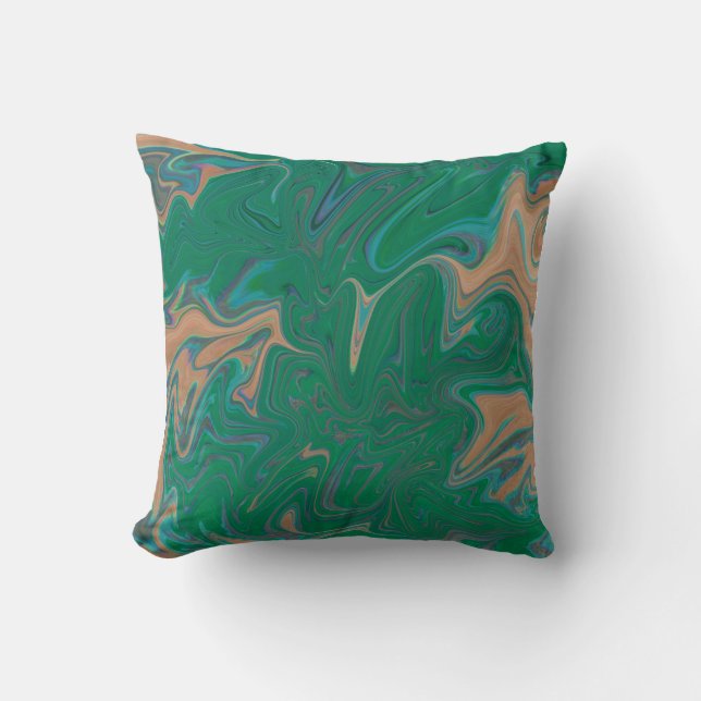 Marble Forms – Green & Gold Natural Flow Kudde (Framsida)