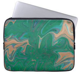 Marble Forms – Green & Gold Natural Flow Laptop Fodral