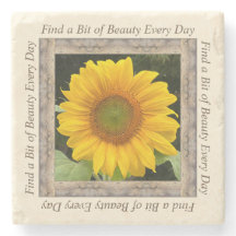 Marble-fotot underlägg med glad solros