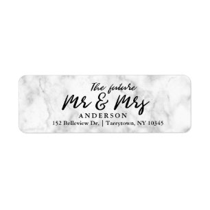 Marble Fresh skrev Framtiden Mr. och Mrs. Returadress Etikett