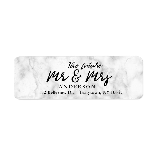 Marble Fresh skrev Framtiden Mr. och Mrs. Returadress Etikett (Framsidan)