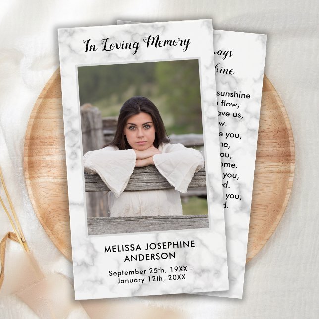 Marble Funeral Memorial Photo Sympathy Prayer Card Visitkort (Skapare uppladdad)