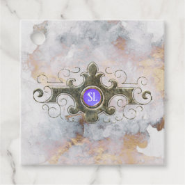 Marble Gemstone Monogram Gåvor Etiketter