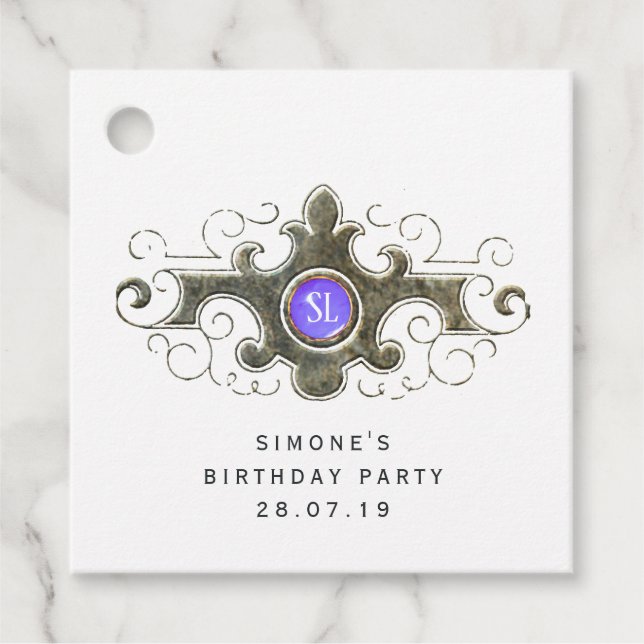 Marble Gemstone Sjöjungfru  Monogram Gåvor Etiketter (Framsida)