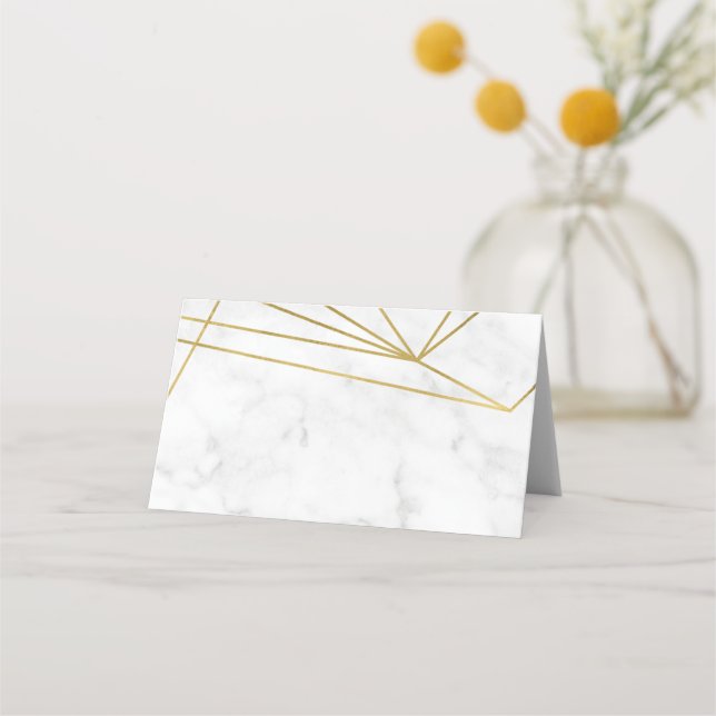 Marble Geometric Elegant bröllop-platskort Placeringskort (Framsida)