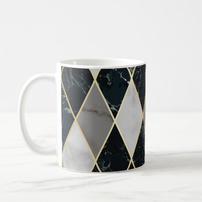 Marble Geometric: Guld Linjer Luxury Kaffemugg (Vänster)
