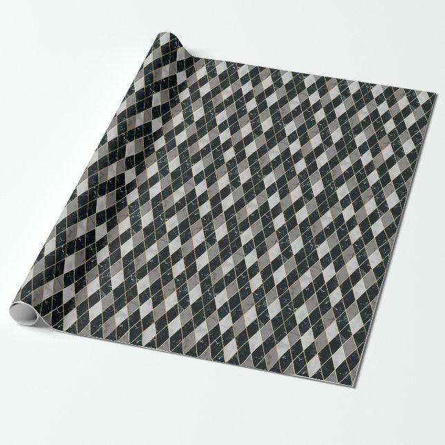 Marble Geometric: Guld Linjer Luxury Presentpapper (Utrullad)