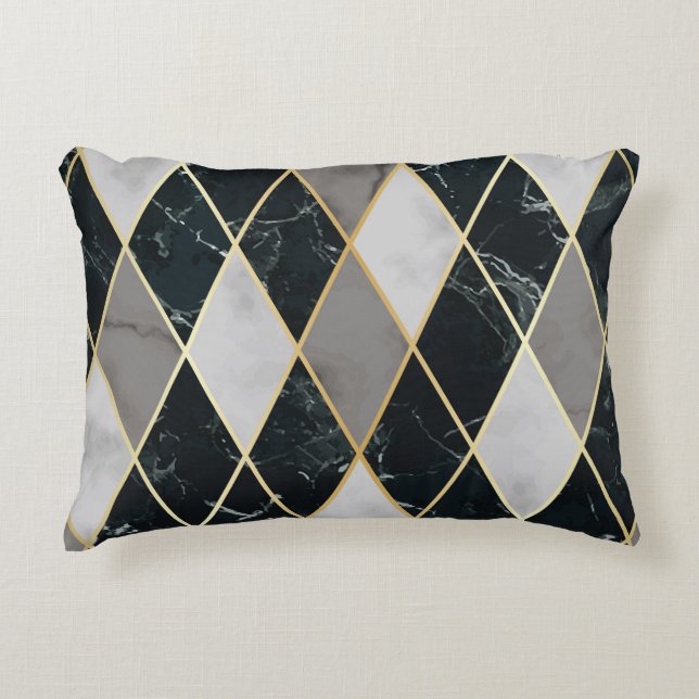Marble Geometric: Guld Linjer Luxury Prydnadskudde (Framsidan)