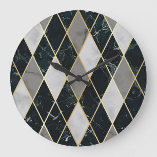Marble Geometric: Guld Linjer Luxury Stor Klocka