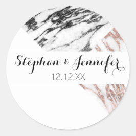 Marble Geometric Triangles Svarta vita Ro Guld Runt Klistermärke