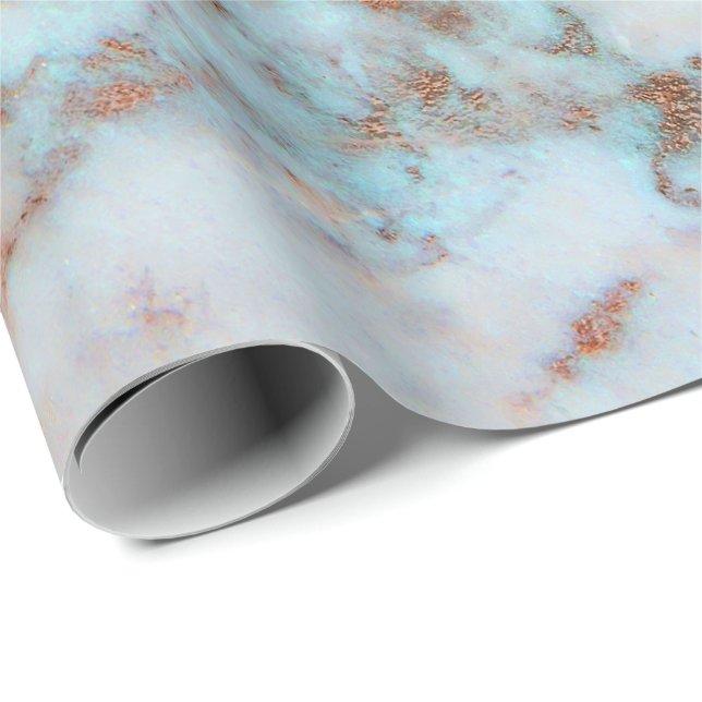 Marble Glam Brush Ocean rosa ros Guld Abstrakt Presentpapper (Rullad Hörn)