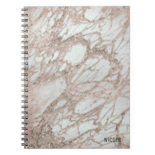 Marble Glam Ro Rosa Guld Silver Designer Stil Anteckningsbok Med Spiral