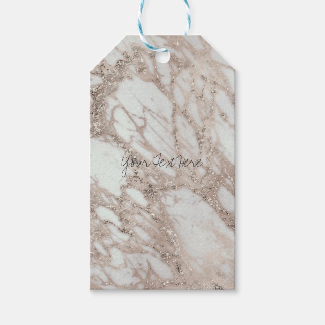 Marble Glam Ro Rosa Guld Silver Designer Stil Presentetikett (Framsidan)