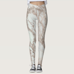 Marble Glam Rosa Rosa Guld Silver Designer Stil Leggings