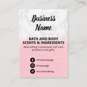 Marble Glitter Bath och Body Scent Ingrediens List Visitkort