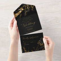 Marble Glitter Bröllop Black/Guld ID644