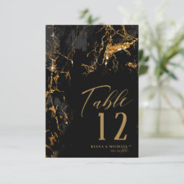 Marble Glitter Bröllop Black Guld ID644 Inbjudningar
