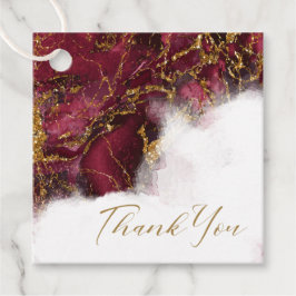 Marble Glitter Bröllop Burgundy Guld ID644 Gåvor Etiketter