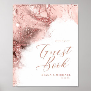 Marble Glitter Bröllop Guests Ro Guld, ID644 Poster