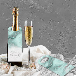 Marble Glitter Bröllop Tack Teal Silver ID644