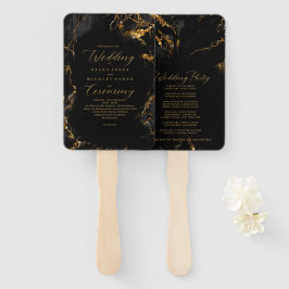 Marble Glitter Bröllopsprogram Black Guld ID644
