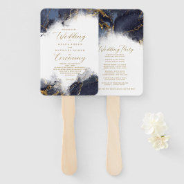 Marble Glitter Bröllopsprogram Navy Bl Guld ID644