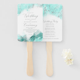 Marble Glitter Bröllopsprogram Teal Silver ID644