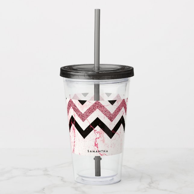 Marble & Glitter Chevron Take Away Mugg (Framsida)