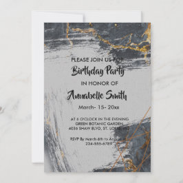 Marble Glitter Geometric Birthday Inbjudningar
