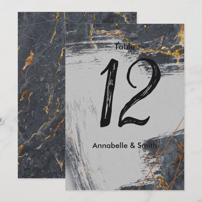 Marble Glitter Geometric bordsnummer (Fram/baksida)