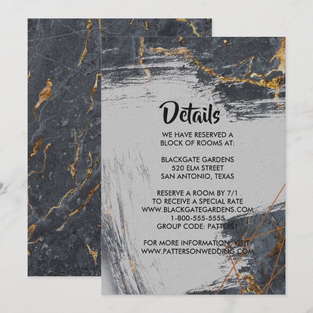 Marble Glitter Geometric Enrum Inbjudningar (Fram/baksida)