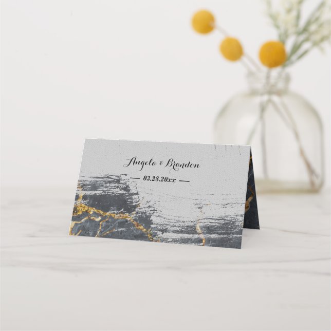 Marble Glitter Geometric Placeringskort (Baksida)