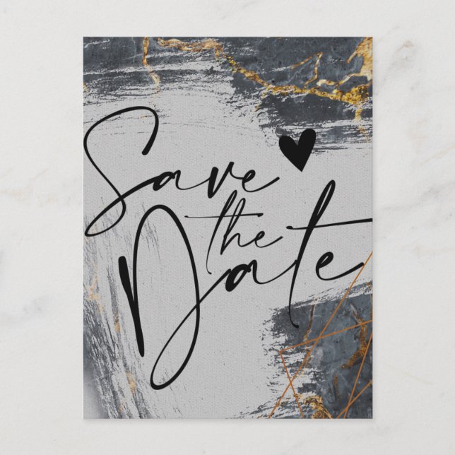 Marble Glitter Geometric Save the Date Announcemen Meddelande Vykort (Framsida)