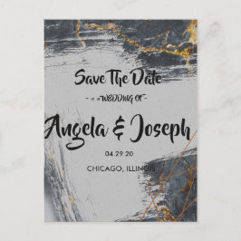 Marble Glitter Geometric Save the Date Meddelande Vykort
