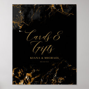 Marble Glitter-kort och gåvor, svart Guld ID644 Poster