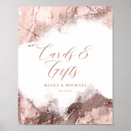 Marble Glitter-kort och presentkort Ro Guld ID644 Poster