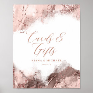 Marble Glitter-kort och presentkort Ro Guld ID644 Poster