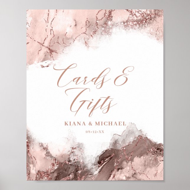 Marble Glitter-kort och presentkort Ro Guld ID644 Poster (Framsidan)