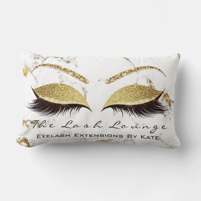Marble Glitter Makeup Lash Öga Princess Guld Lumbarkudde (Framsida)