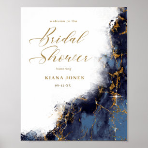 Marble Glitter Möhippa Navy Blue Guld ID644 Poster