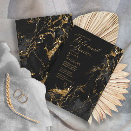 Marble Glitter Rehearsal Black Guld ID644 Inbjudningar