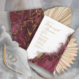 Marble Glitter Rehearsal Burgundy Guld ID644 Inbjudningar