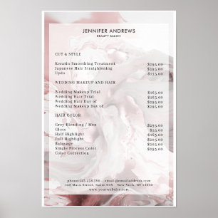 Marble Glitter Salon Pris List Poster