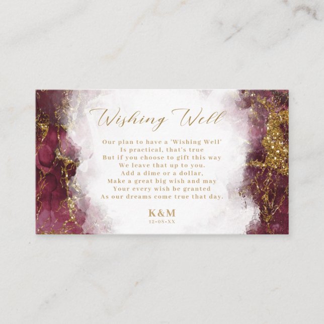 Marble Glitter Wishing well V1 Burgundy ID644 Tilläggskort (Framsida)