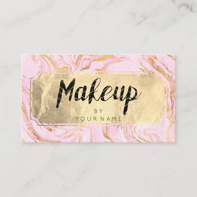 Marble Golden Foil  Makeup Artist Rosa Visitkort (Framsida)