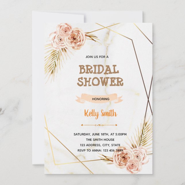 Marble Golden ro temaparty Inbjudningar (Framsida)