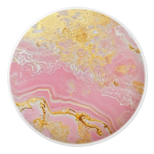 Marble Golden Rosa Mönster Knopp